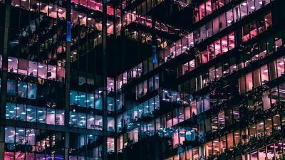 Architectural, photography, building, people, nighttime, lighted, high ...